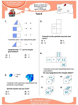 ilkokul 1. Sınıf Bilsem Zeka Testi 